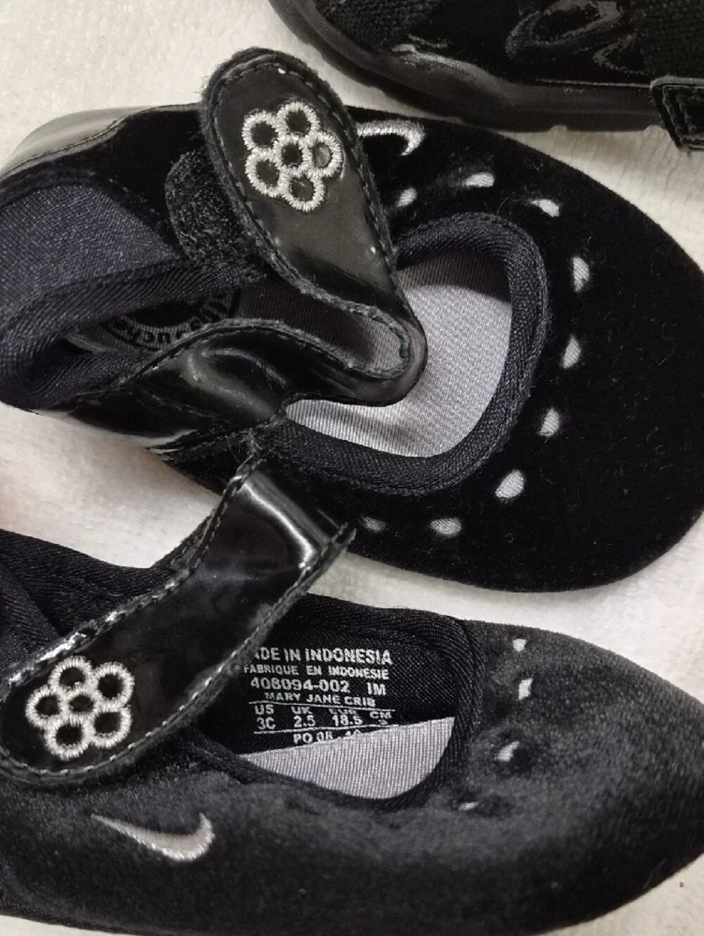 Nike Girls Black Mary Jane Shoes with Purple Insoles And Grey Insoles